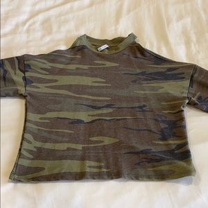 Camo long sleeve shirt with shoulder cut outs